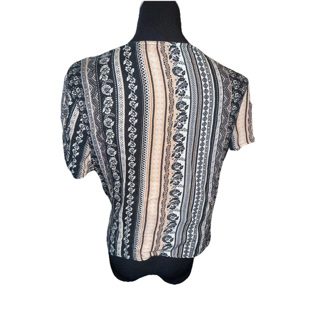BCX Wrap Top Womens Medium Multicolor Floral Print V Neck Front Tie Casual Wear - Picture 2 of 6